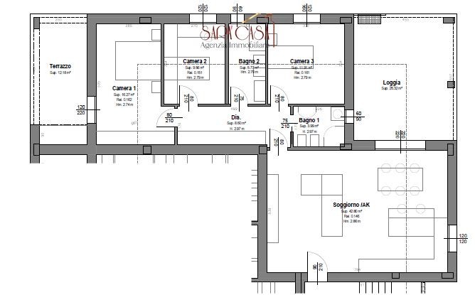 Splendido ATTICO con tre camere da letto e due bagni