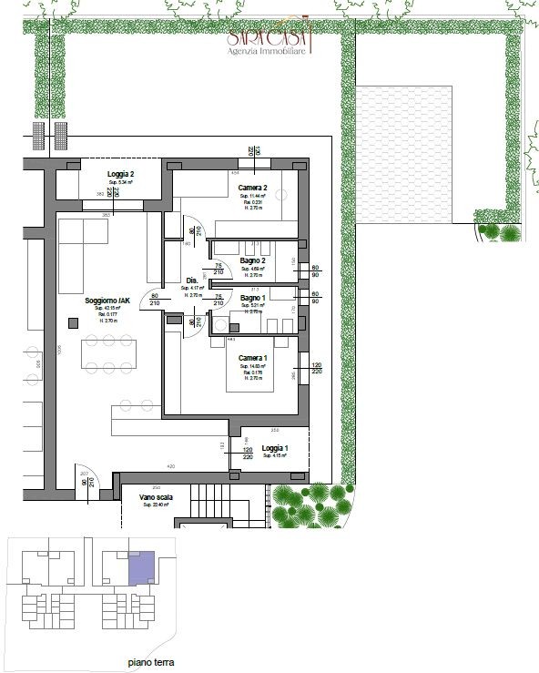 Appartamento con due camere da letto e giardino esclusivo