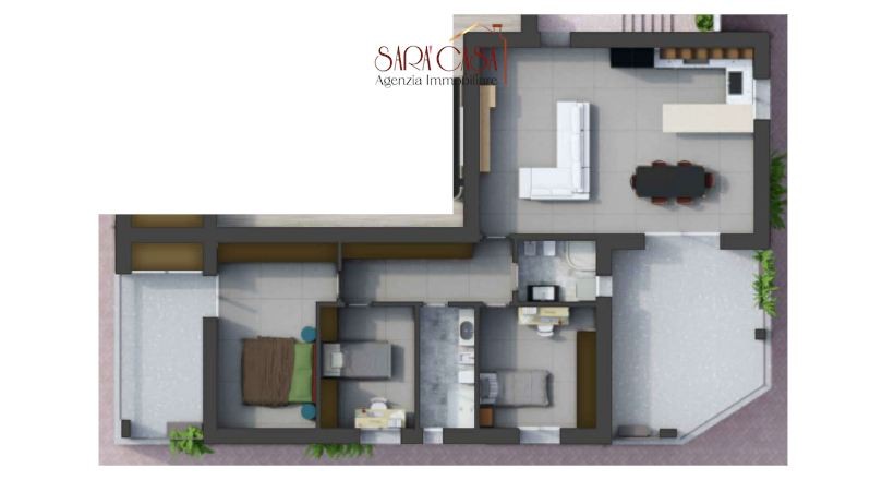 Splendido ATTICO con tre camere da letto e due bagni