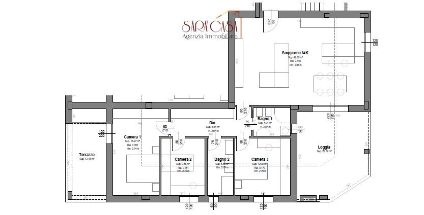 Splendido ATTICO con tre camere da letto e due bagni