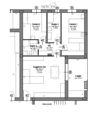 Appartamento con due camere da letto e terrazzo